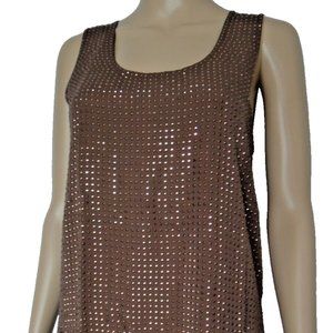 GUCCI Top, size L, brown with crystals, silk, Made in Italy, NWT, $960 retail